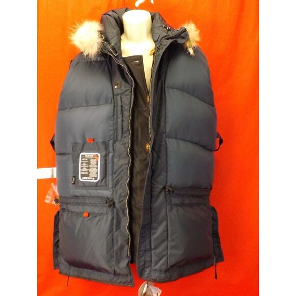 NEW PAJAR CANADA BLUE NYLON COYOTE FUR HOODIE EAGLE GOOSE DOWN JACKET XL - Picture 6 of 9